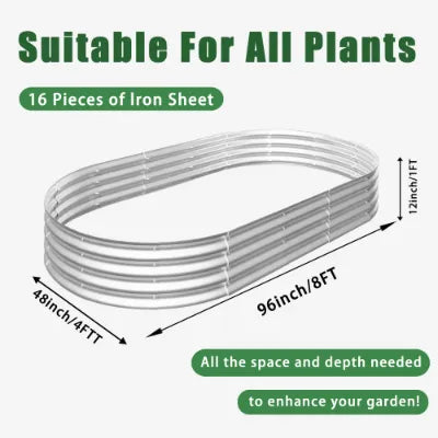 8x4x1ft Raised Garden Bed Kit, Galvanized Planter Raised Garden Beds For Outdoor For Vegetables,Flowers &Herbs, Heavy Duty, Rust-Resistant, Easy Assembly